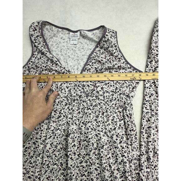 Oh Baby by Motherhood Maternity Large Nightgown Robe Set Purple Floral Cotton - Picture 4 of 10